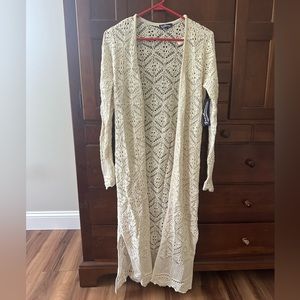 Freshman Crochet Floor Length Cardigan XS NWT